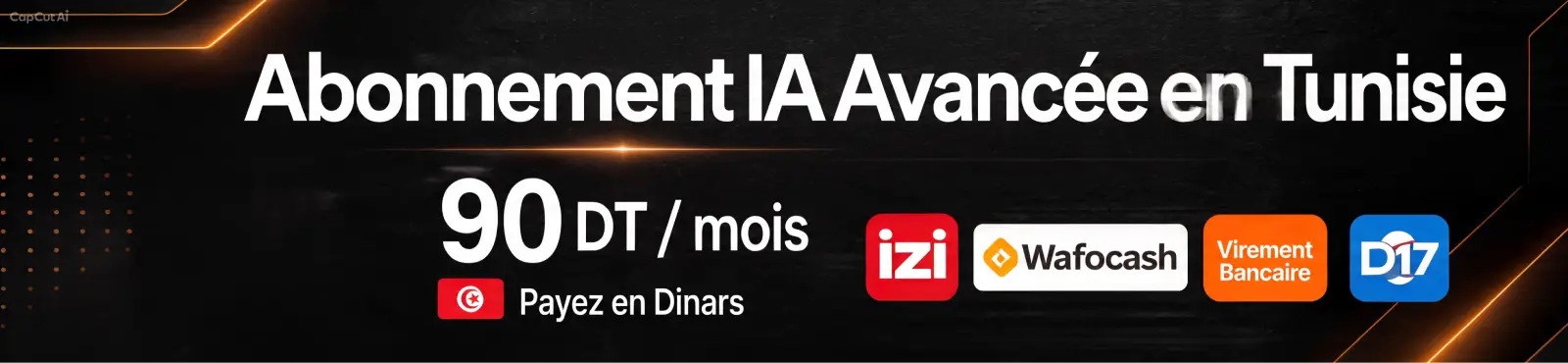 Abonnement IA avancée en Tunisie, 90 DT par mois, payez en dinars